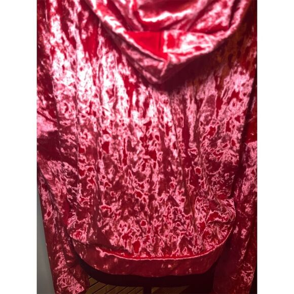 Fabletics Women's Zip Up‎ Hoodie Jacket Red Velour Size 1x Casual - Picture 3 of 11